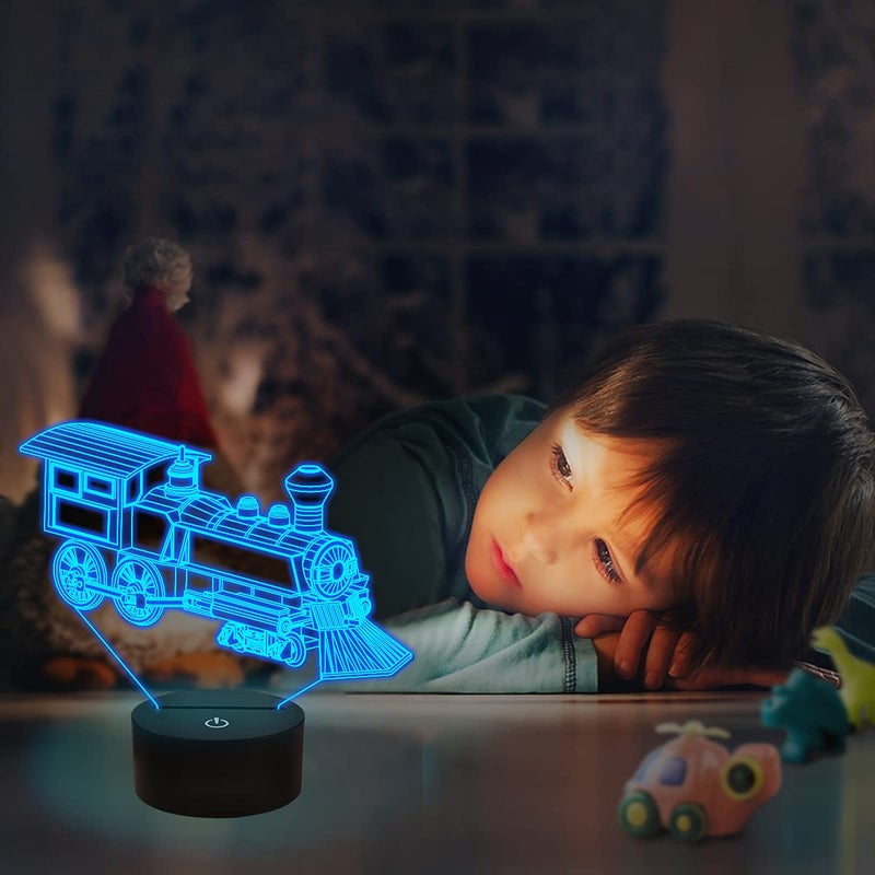 FULLOSUN Train Night Light, 3D Illusion Lamp for Kids, 16 Colors Changing with Remote Control Dim Function, Creative Birthday Xmas Gifts for Kids Boys Bedroom Decor - Image 5